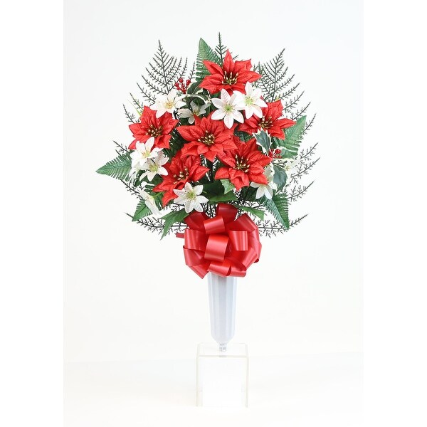 Memorial Christmas Poinsettia Cemetery Vase