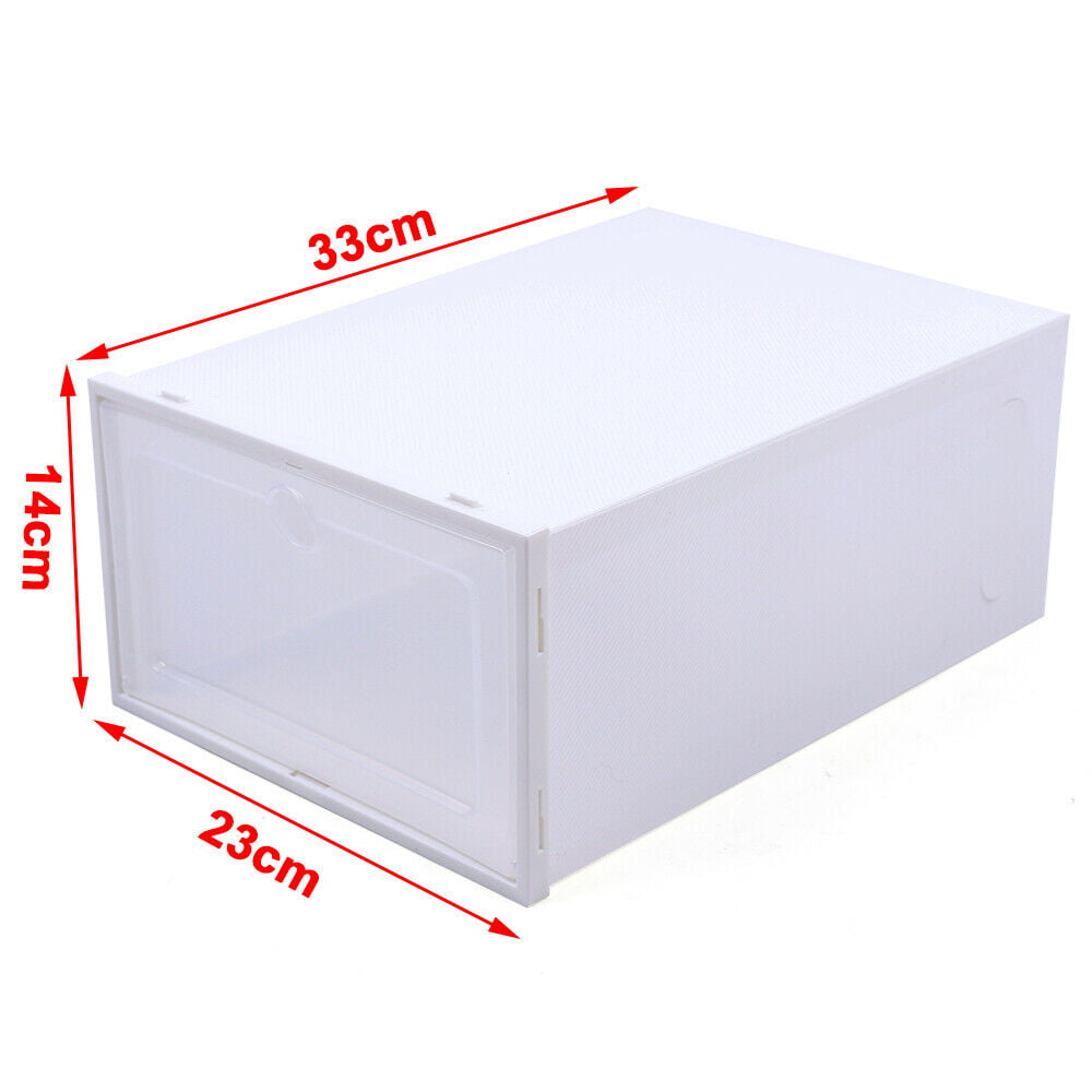 Anqidi 24Pcs Shoe Organizer， Foldable White Plastic Shoe Storage Boxes 12.99*9.06*5.51 In