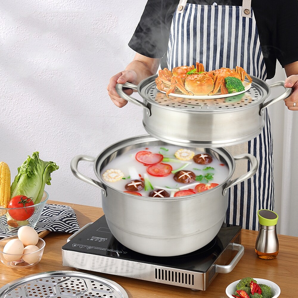 Costway 3 Tier 11 Inch Stainless Steel Steamer Set Cookware Pot