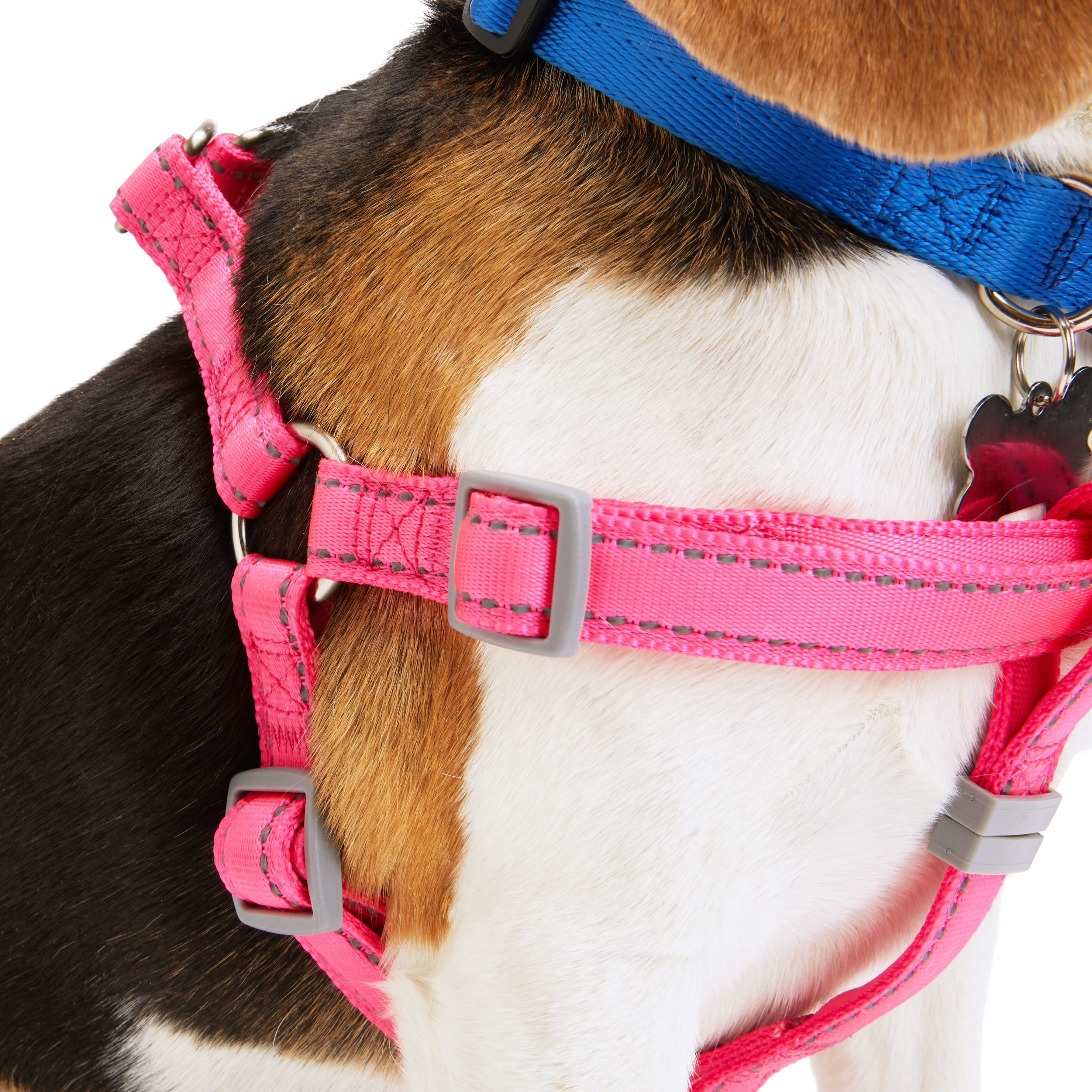 YOULY Reflective Adjustable Padded Pink Dog Harness， Small