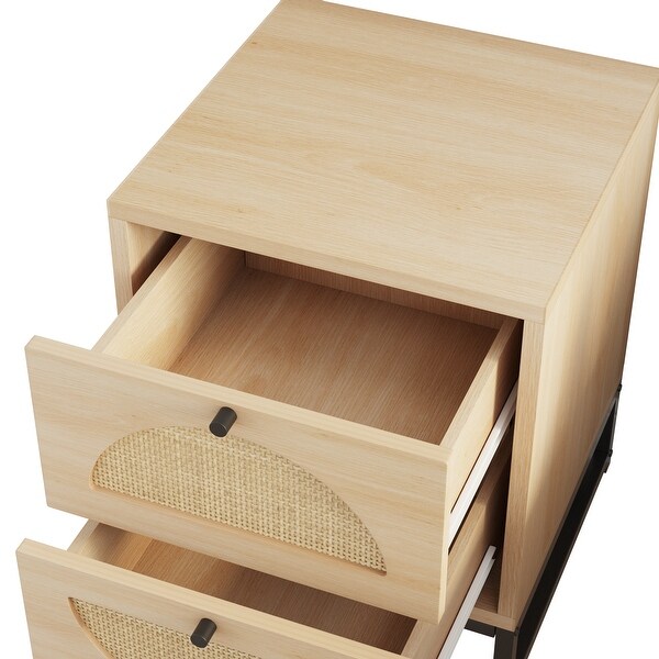 2 Drawer side table，Nightstand Bedroom Storage Drawer Table