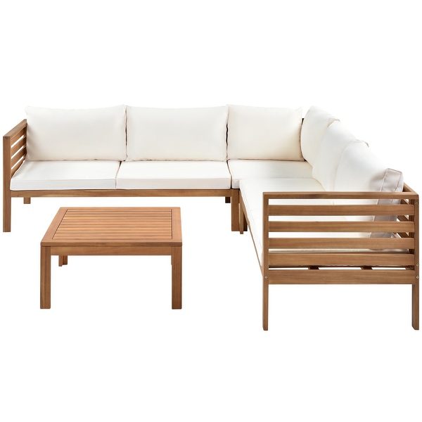 Wood Structure Outdoor Sectional Sofa Set with Two-person Sofa Plus Corner Sofa and Coffee Table， Water-resistant and UV Protected - Overstock - 37254210