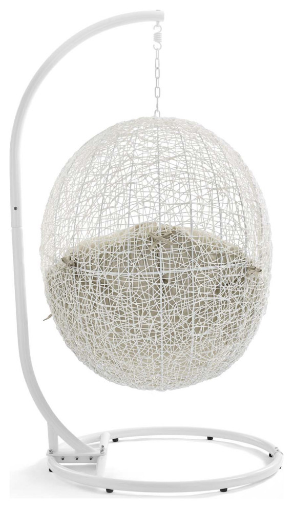 Hide Outdoor Wicker Rattan Swing Chair With Stand   Hammocks And Swing Chairs   by ShopFreely  Houzz