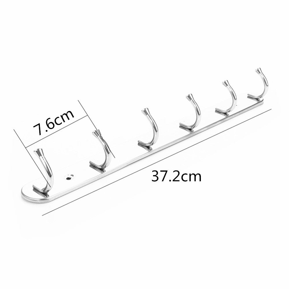 Outtop Wall Mount Hook Rack Stainless Steel Coat Rack Coat Hooks With 6 Hanger Hooks