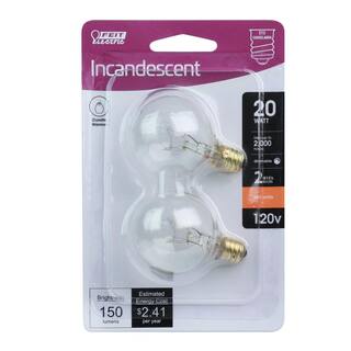 Feit Electric 20-Watt Soft White (2700K) G12 12 Candelabra E12 Base Dimmable Incandescent Light Bulb (2-Pack) BP20G1212HDRP