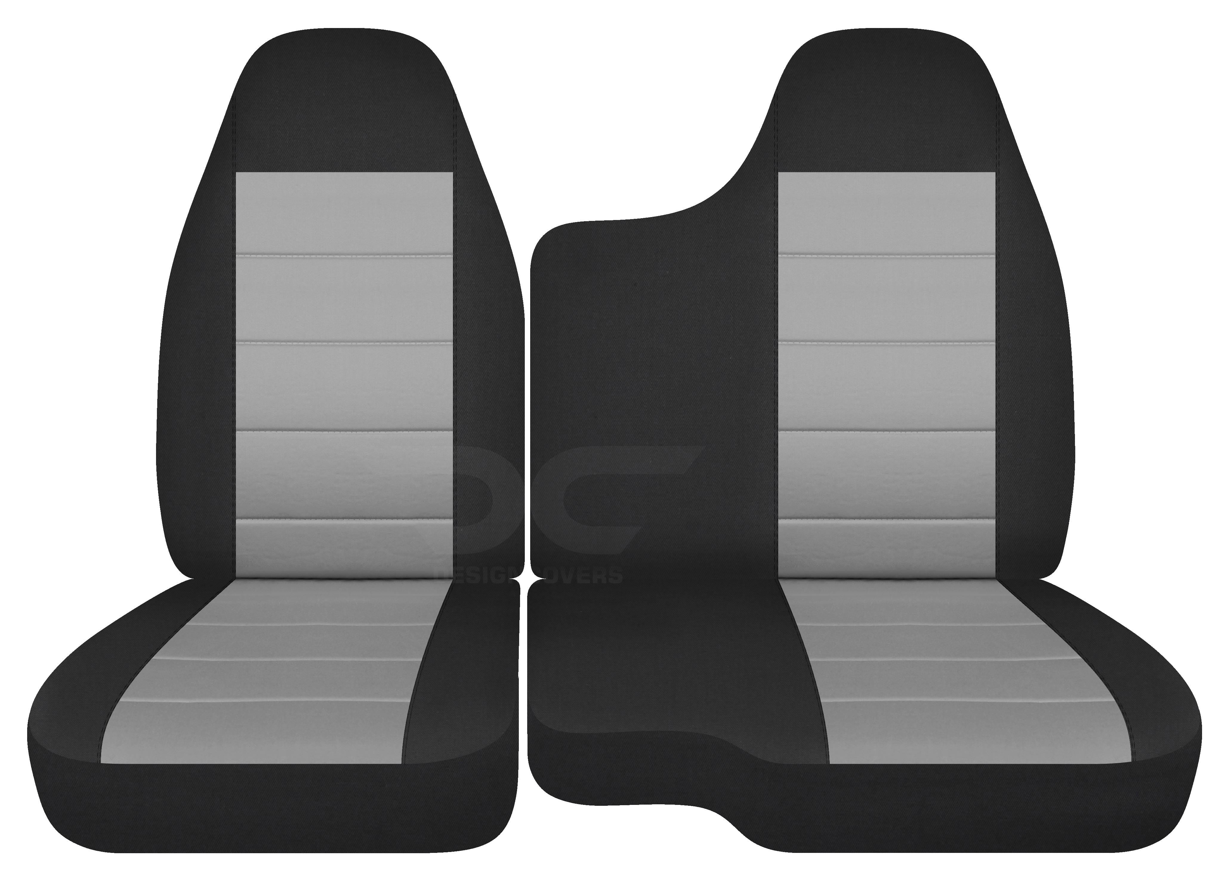 T9-Designcovers Compatible with 1998-2003 Ford Ranger/Mazda B-Series Two-Tone Truck Seat Covers (60/40 Split Bench)-No Armrest:Black and Silver velour