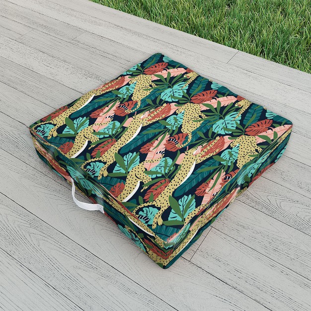 Heather Dutton Spotted Jungle Cheetahs Midnight Outdoor Floor Cushion Deny Designs