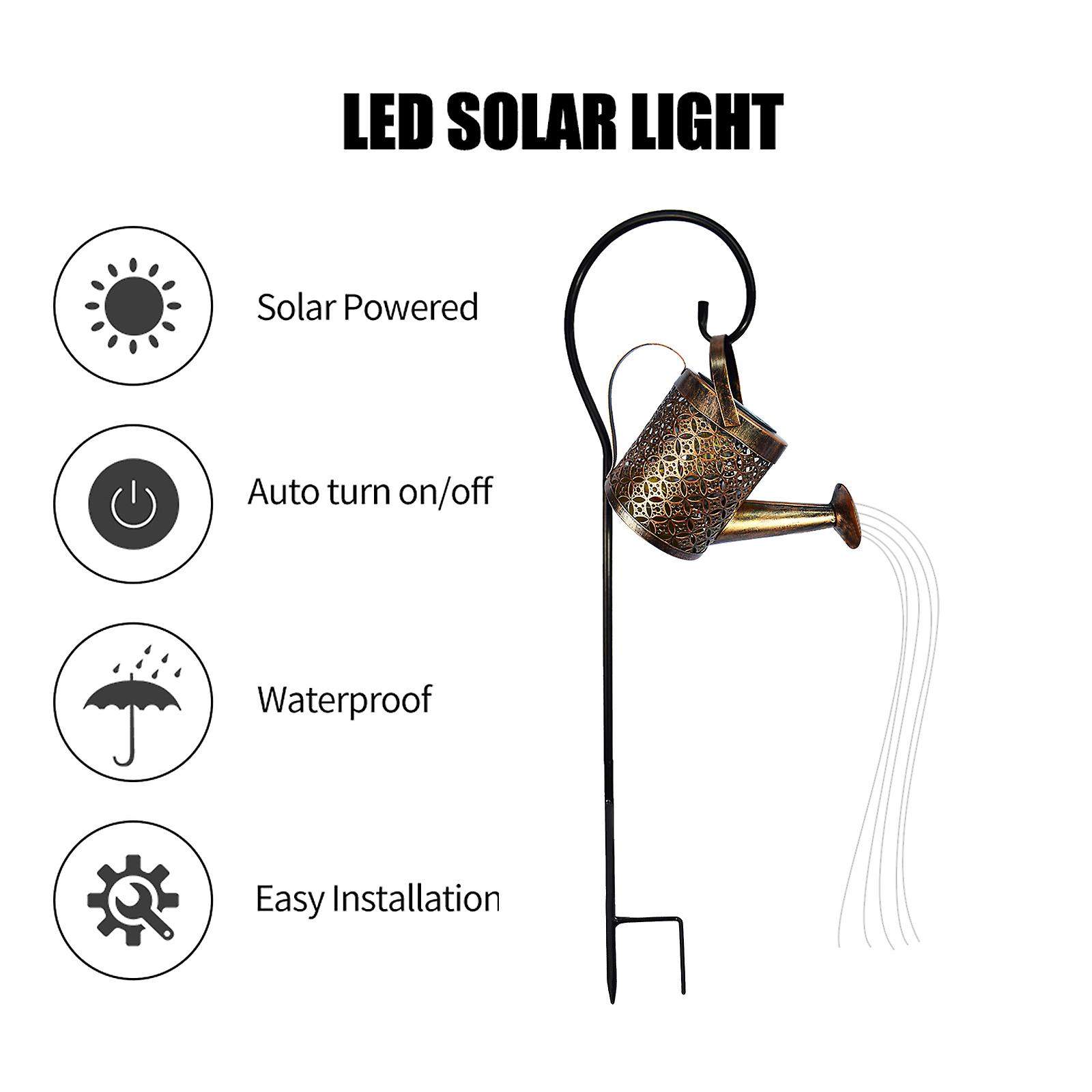 Watering Can Lights Metal Solar Stakes Lights Led Solar Landscape Lights Ip65 Waterproof Outdoor Retro Kettle Lantern Stake Light For Garden Pathway W