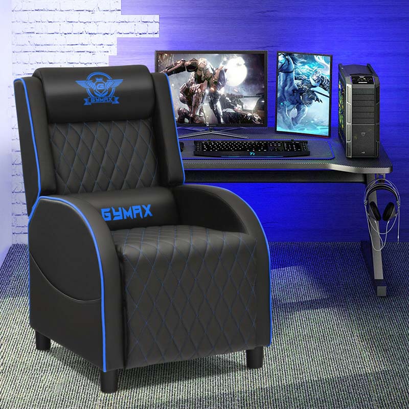 Massage Gaming Recliner Chair, PU Leather Gaming Sofa, Single Sofa, Lounge Sofa, Home Theater Seat with Adjustable Backrest & Footrest