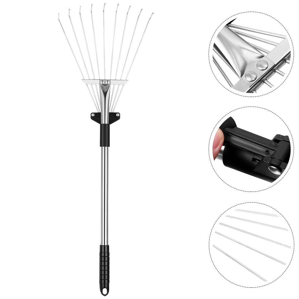 Frcolor Rakerakes Adjustable Garden Rake Leaf Heavy Folding Retractable Leaves Duty Lawns Leaves Professional Professional Duty