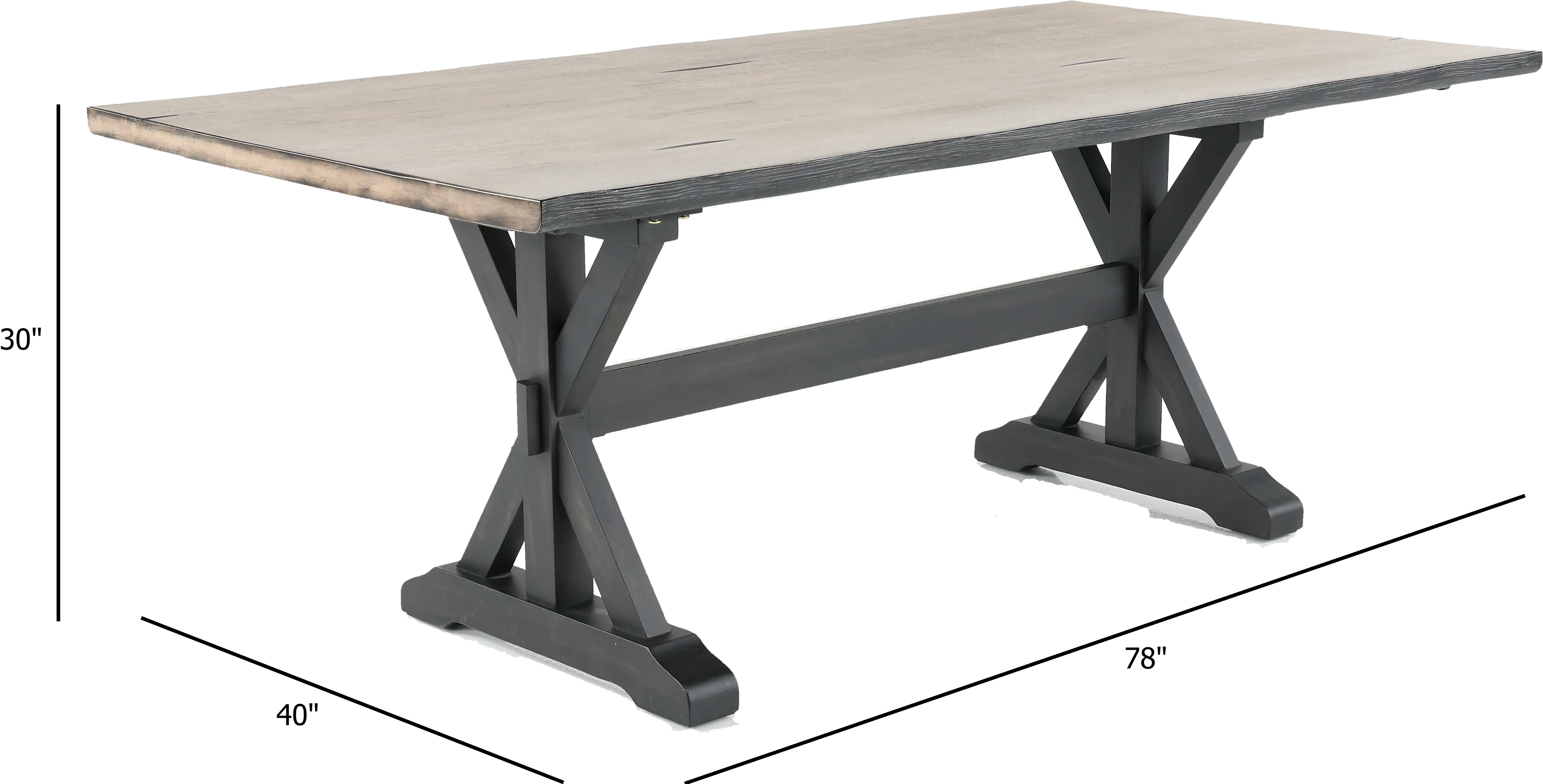 Orlando Farmhouse Sand and Black Trestle Dining Room Table