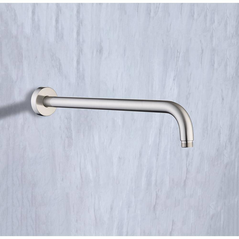 RAINLEX 24 in. 600 mm Round Wall Mount Shower Arm and Flange Brushed Nickel L2BN-600