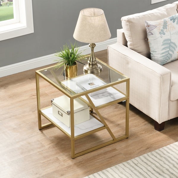 Modern End Table with Storage Shelf