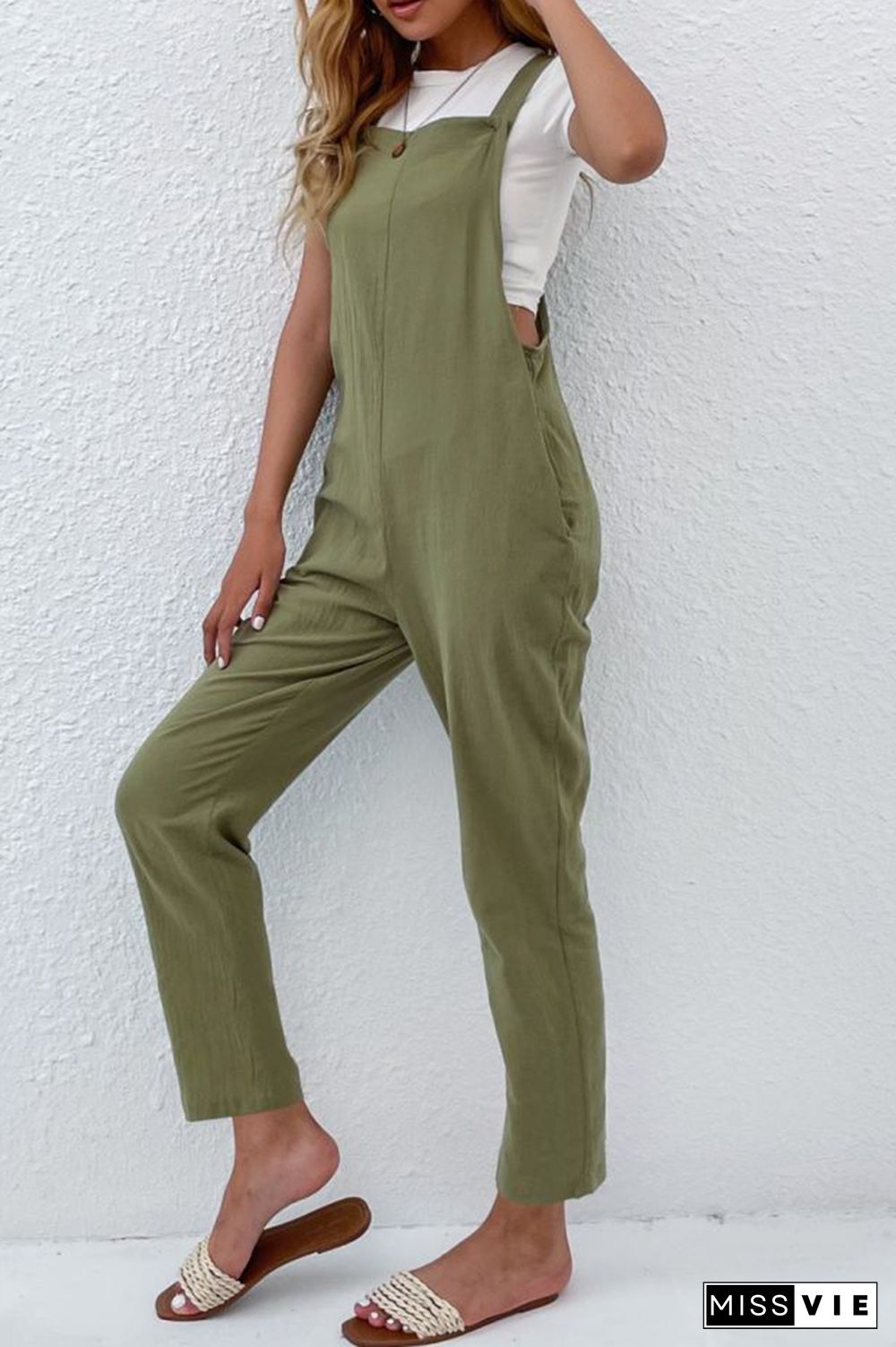 Solid Color Pocket Jumpsuit Wholesale