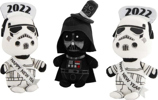 STAR WARS New Year's Eve STORMTROOPER Plush Squeaky Dog Toy， 3 count