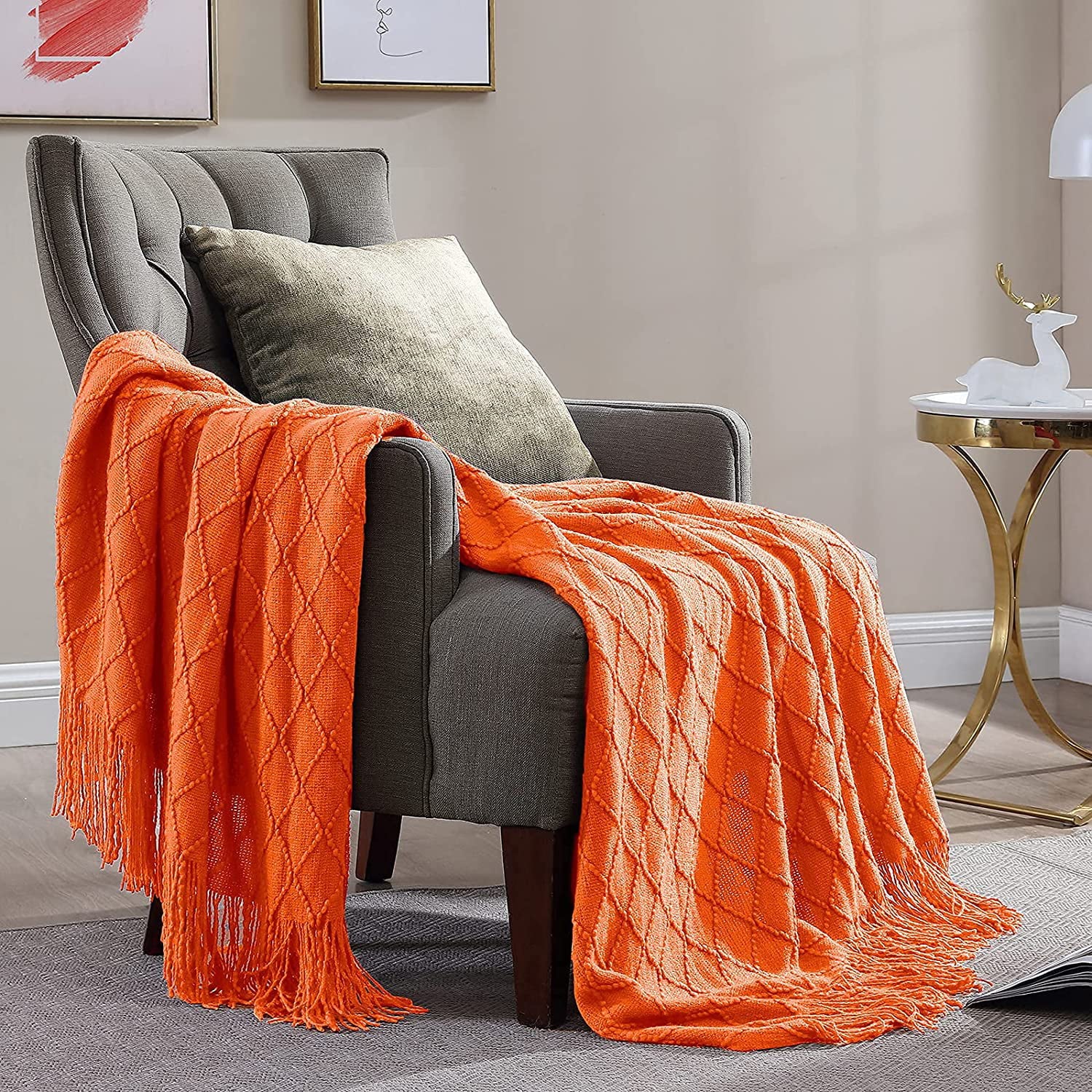 Walensee 100% Acrylic Knit Throw Blanket for Couch， 50