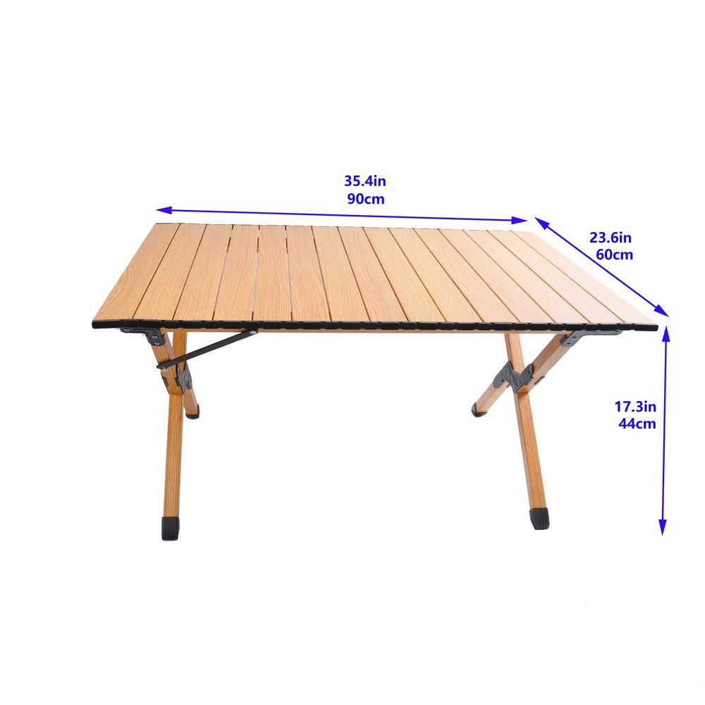 TIRAMISUBEST Portable Rectangular Metal 35.4 in. x 23.6 in. x 19.5 in. Outdoor Picnic Table W227XY70777