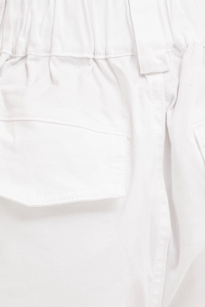 White Cargo Pants High Rise Wide Leg