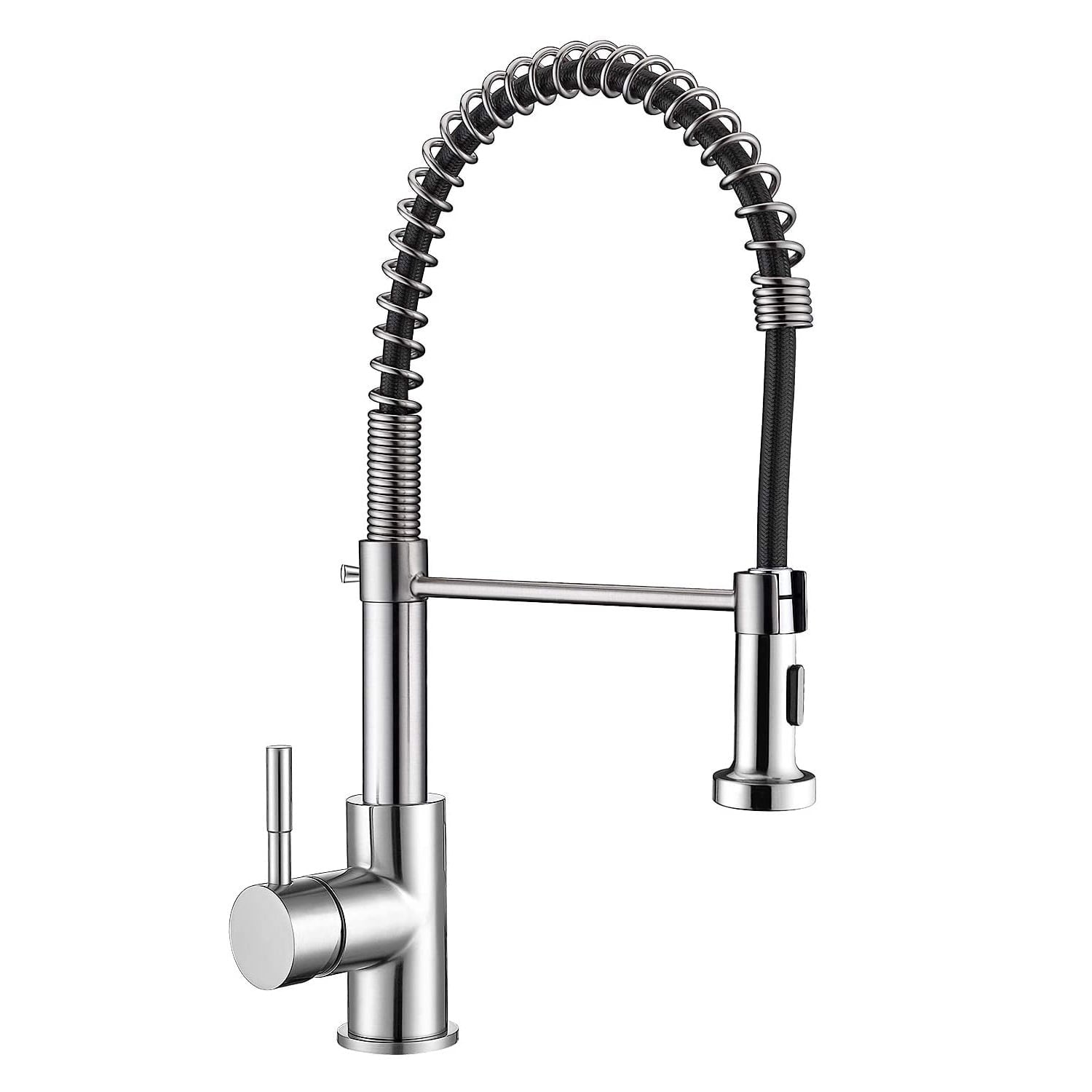 SkyGenius Single Handle Pull Down Spring Sprayer Kitchen Faucet in Brushed Nickel