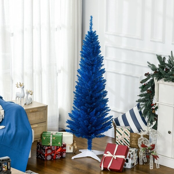 5FT Artificial Pencil Christmas Tree with 294 Realistic Branch Tips and Plastic Stand