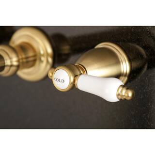 Kingston Brass Bel-Air 2-Handle Wall Mount Bathroom Faucet in Brushed Brass HKS7127BPL