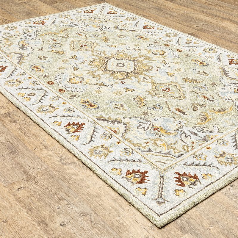 StyleHaven Andover Border Medallion Handmade Wool Area Rug