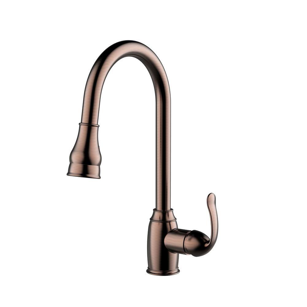 Barclay Products Bay Single Handle Deck Mount Gooseneck Pull Down Spray Kitchen Faucet with Metal Lever Handle 4 in Oil Rubbed Bronze KFS408-L4-ORB