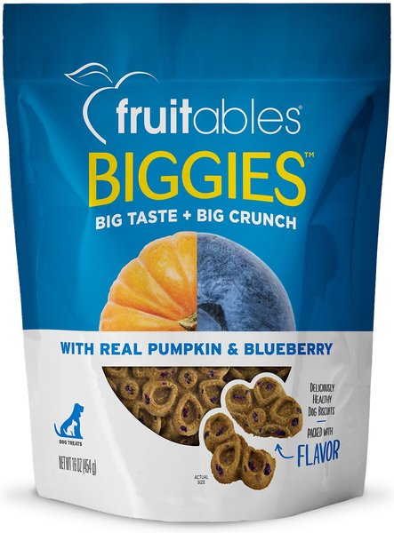 Fruitables Biggies With Real Pumpkin and Blueberry Dog Treats， 16-oz bag