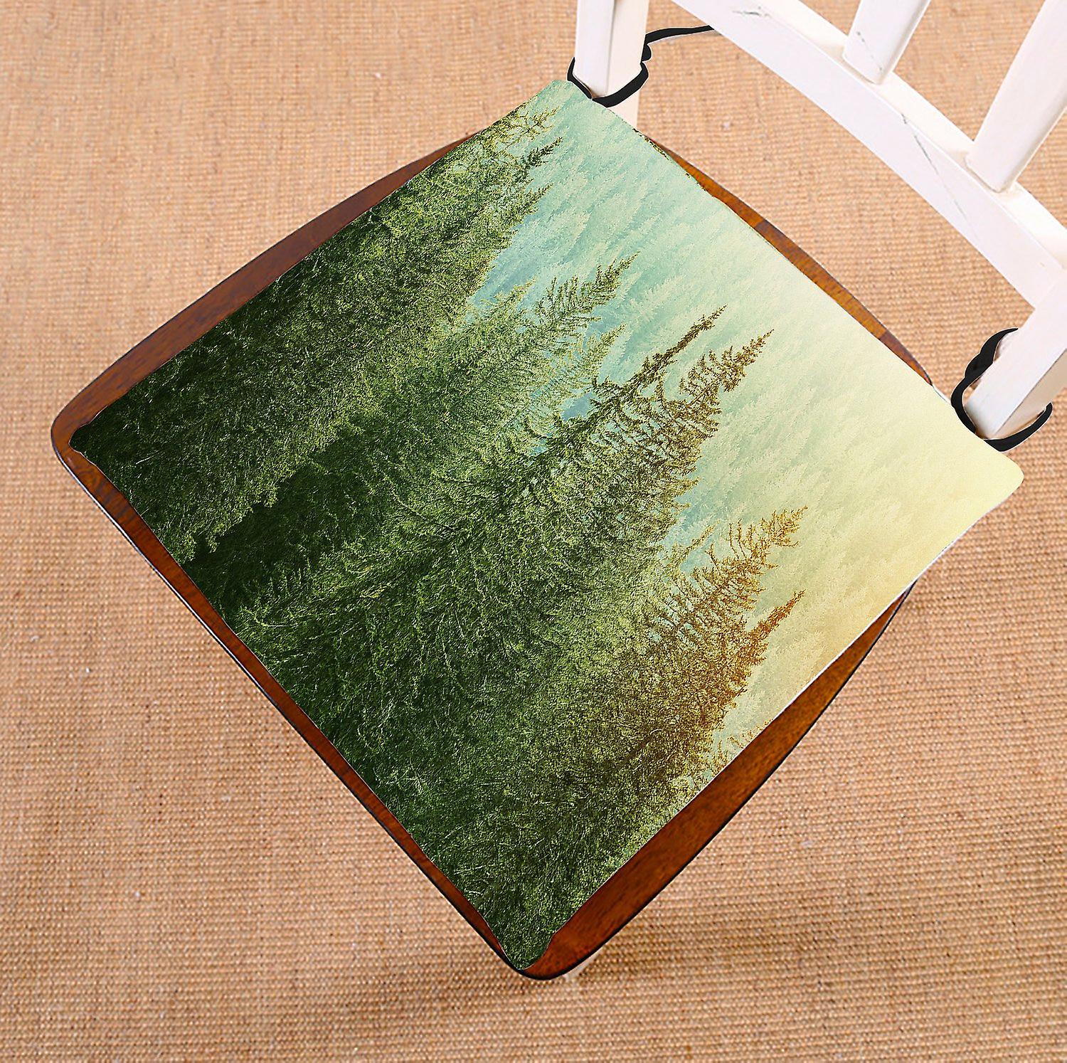 Landscape Chair Pad， Green Trees In A Forest At Sunset Seat Cushion Chair Cushion Floor Cushion 40x40 Cm