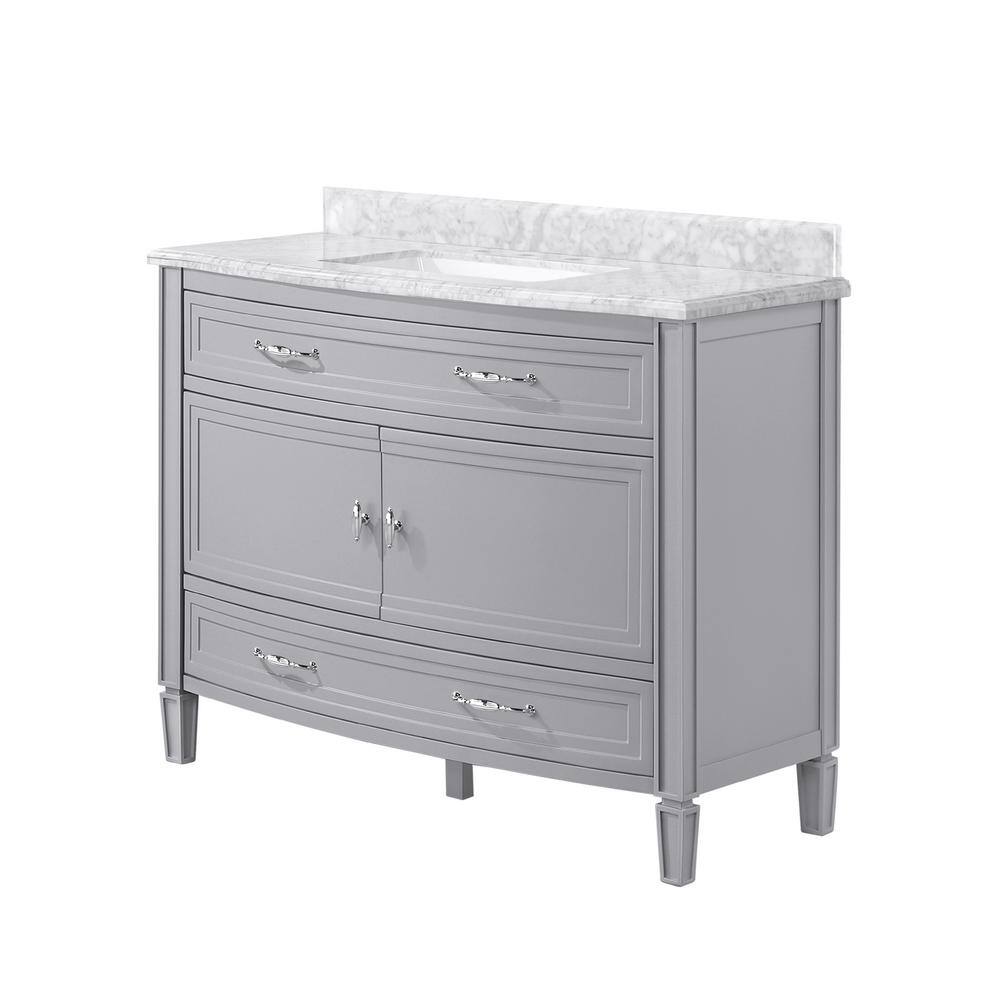 Home Decorators Collection Dacosti 42 in. W x 22 in. D x 34.5 in. H Single Sink Bath Vanity in Pebble Grey with White Carrara Marble Top Dacosti 42PG