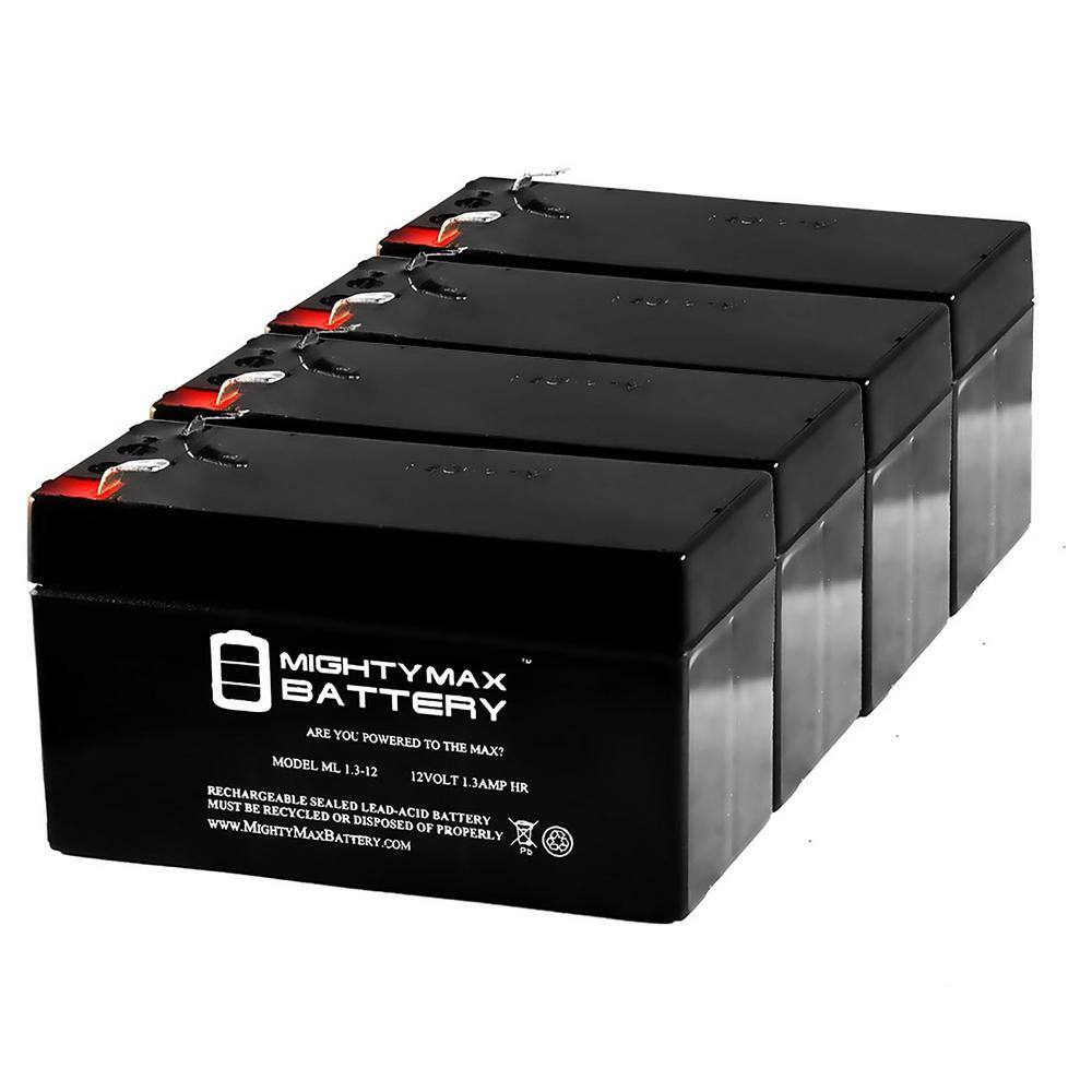 MIGHTY MAX BATTERY 12V 1.3Ah SLA Battery Replacement for Vision CP1212 - 4 Pack MAX3535970