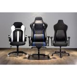 RS Gaming Davanti Faux Leather High-Back Gaming Chair， Black/Blue， BIFMA Certified