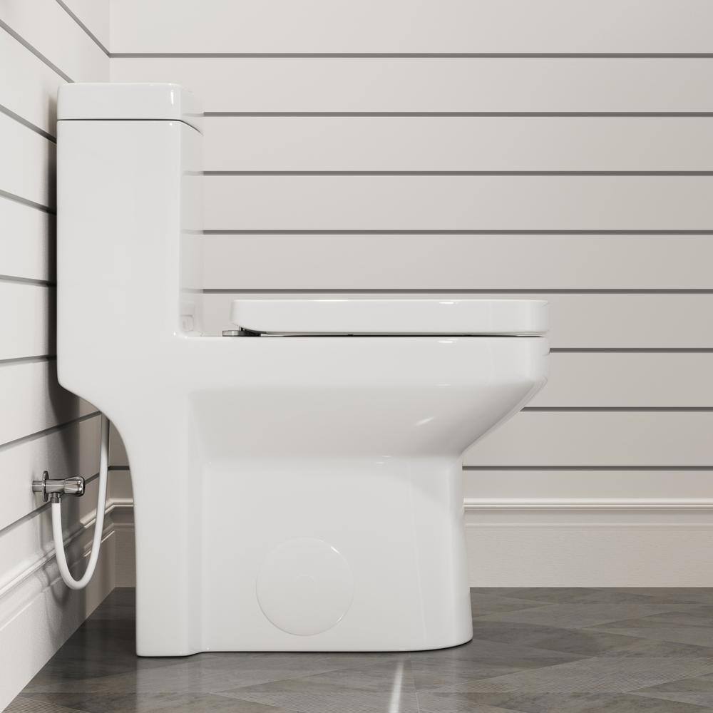 Hanikes One-Piece 1.11.6 GPF Dual Flush Round Toilet in White Soft Close Seat Included AR03N