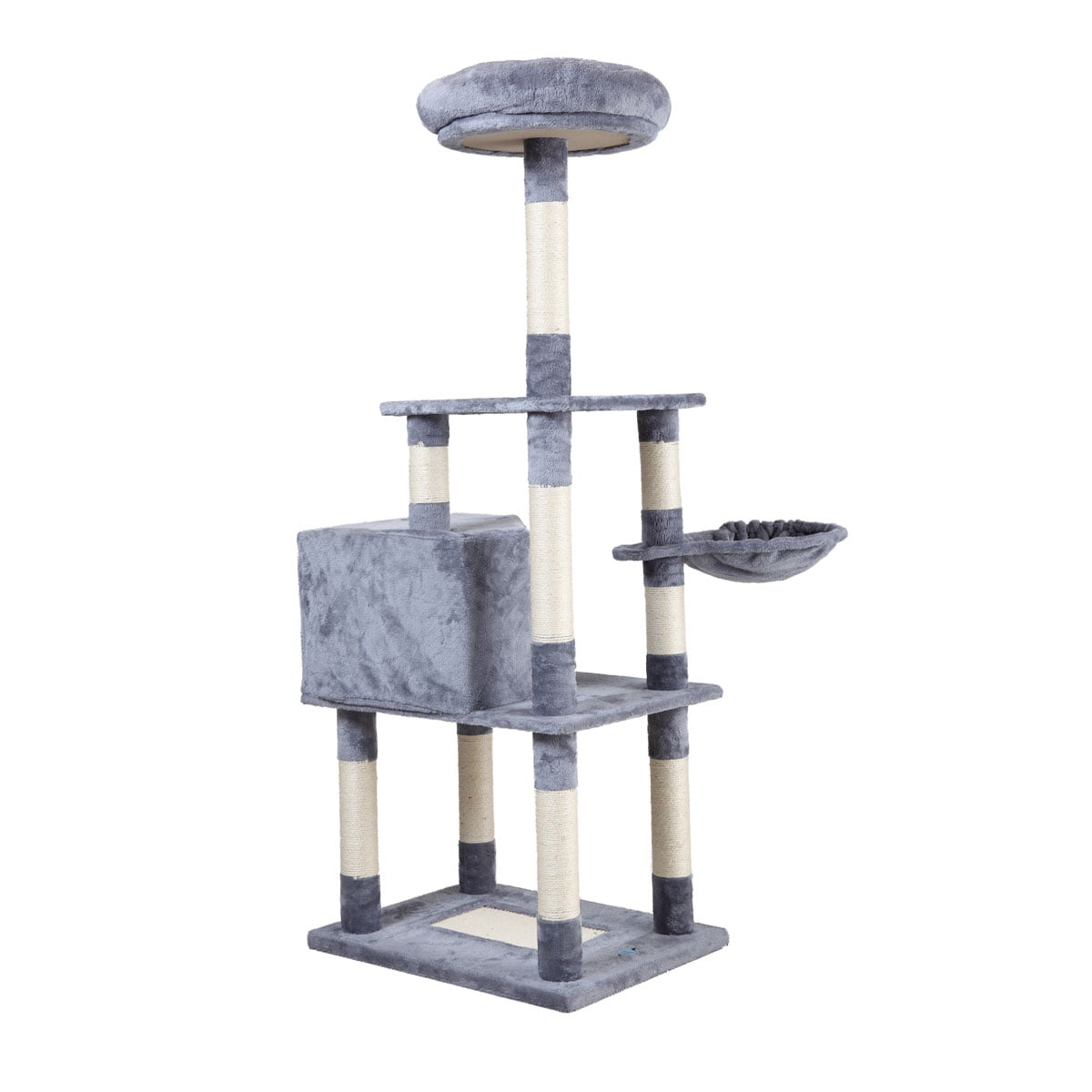 Multi-Level Cat Condo with pentagonal cat litter for Kittens Tall Cat Climbing Stand with Plush - gray