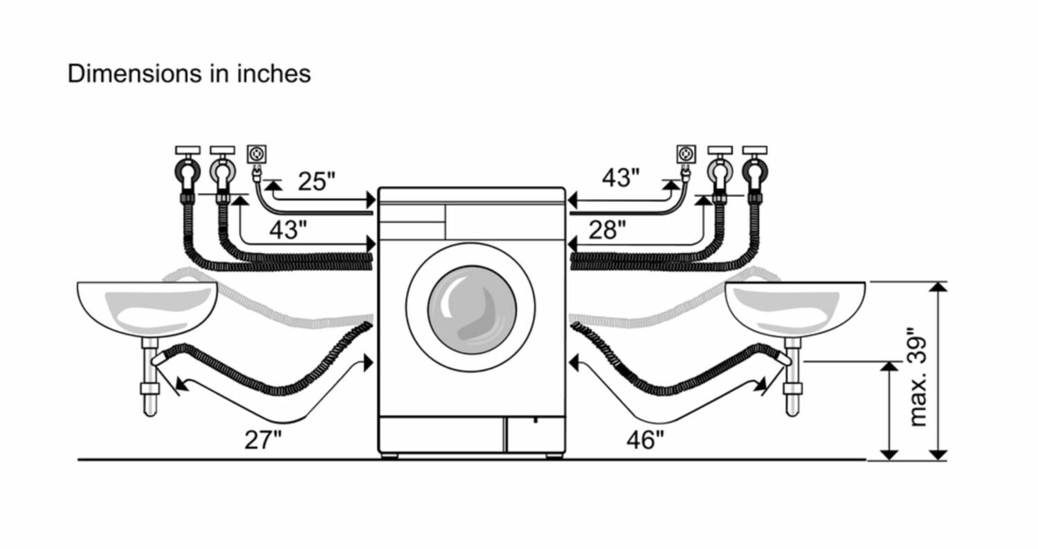 Bosch WAT28401UC 500 Series Washer - 208/240V, Cap. 2.2 Cu.Ft., 15 Cyc.,1,400 Rpm, 52 Dba Silv./Door, Aquashield®, Energy Star