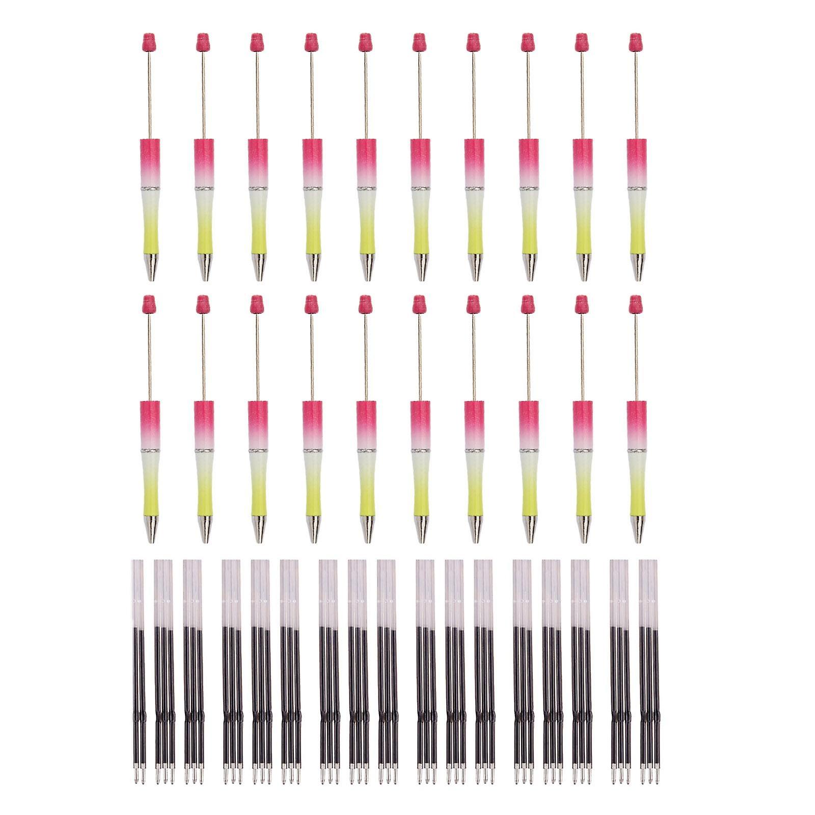 20pcs Beadable Pen 1.0mm Bead Ballpoint Pen For Classroom Drawing Journaling Rose Red Yellow