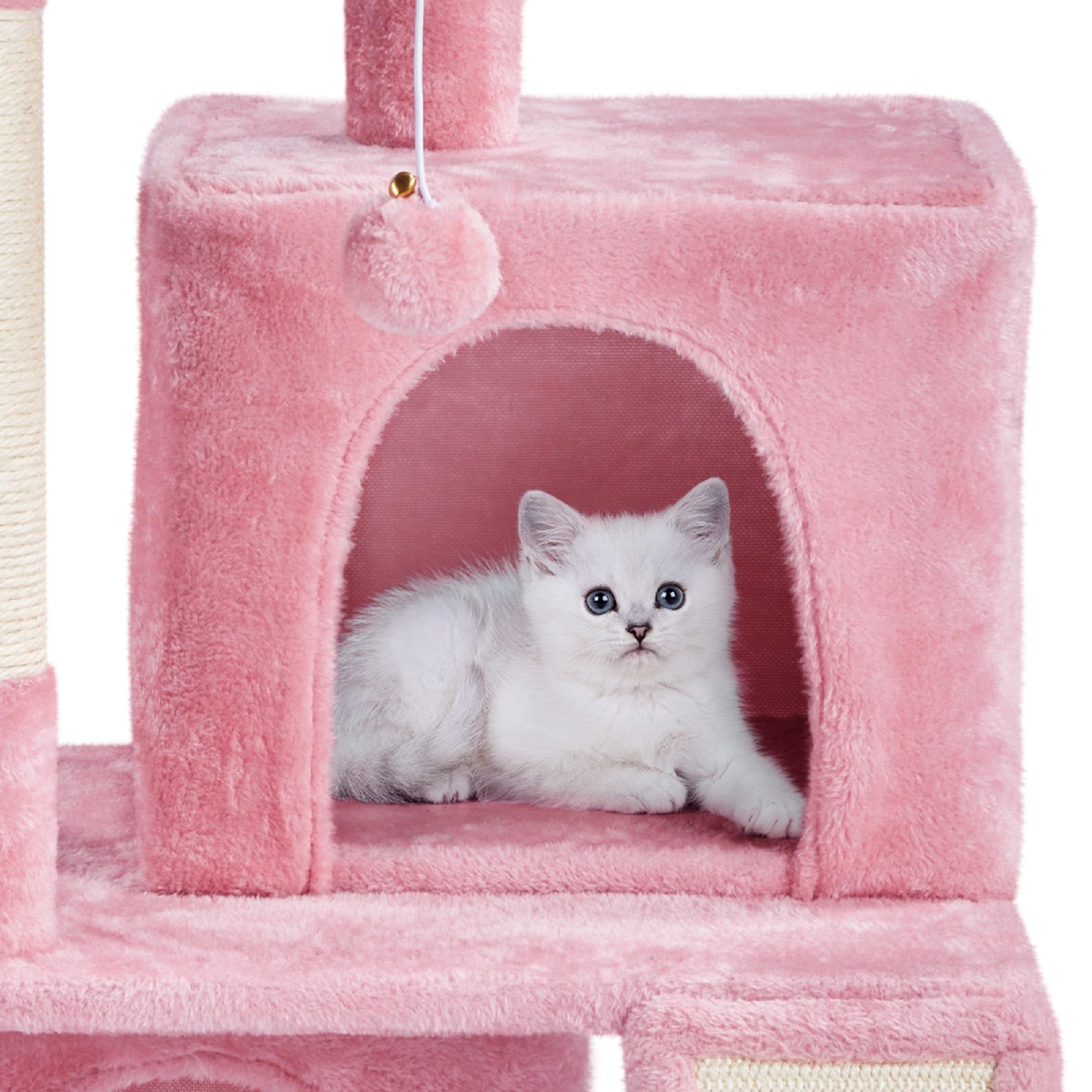 Topeakmart Pink Cat Tree with 2 Condos， 36