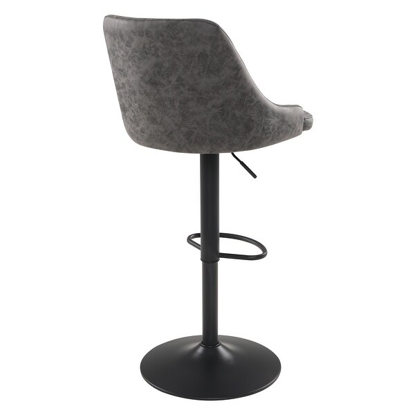 OS Home and Office Furniture Sylmar Height Adjustable Stool in Charcoal Faux Leather