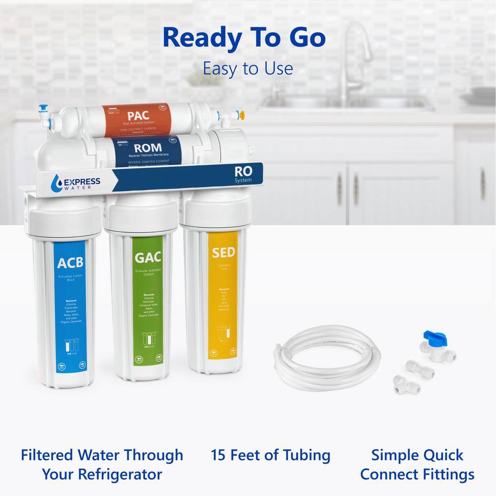 Express Water Refrigerator Connection Kit for Reverse Osmosis Water Filtration System Includes 15 ft. Tubing and Fittings PRTREFKIT14Q