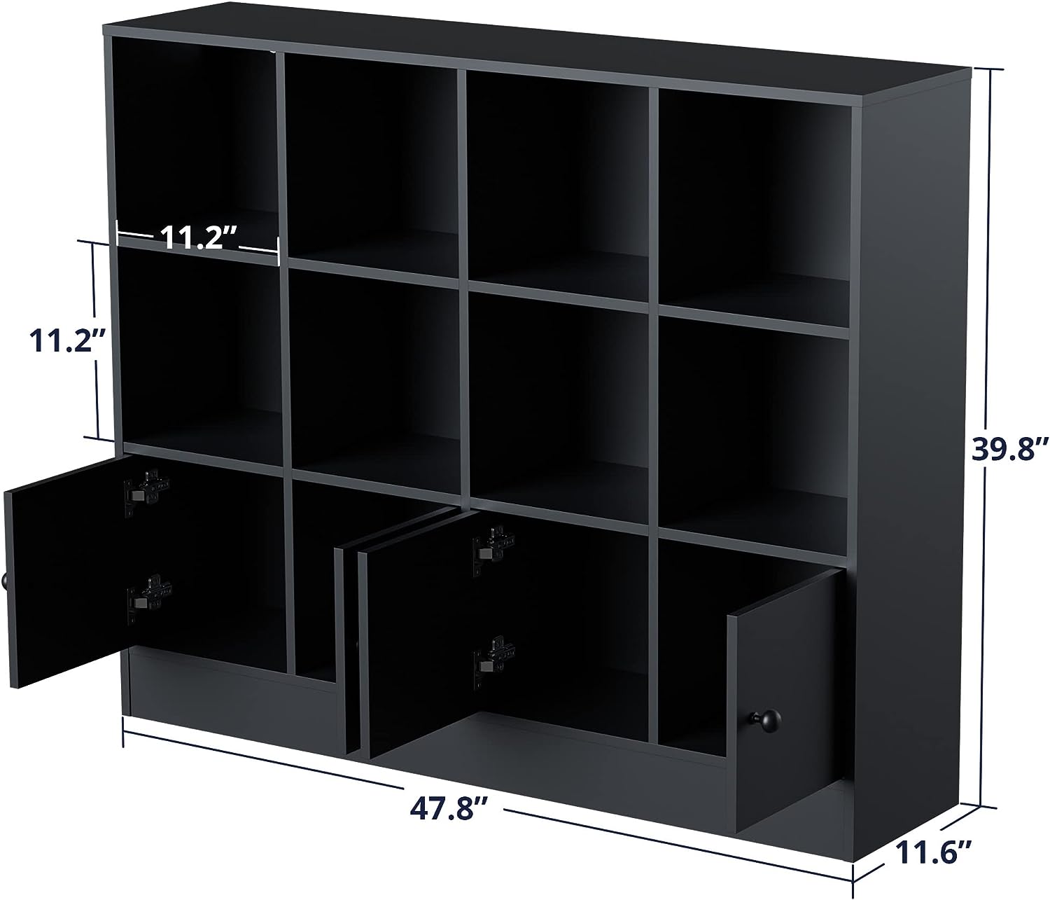 Bookshelf 2-tier Open Shelf Bookcase with 12 Compartment Shelf with Anti-Tilt Device for Bedroom, Living Room