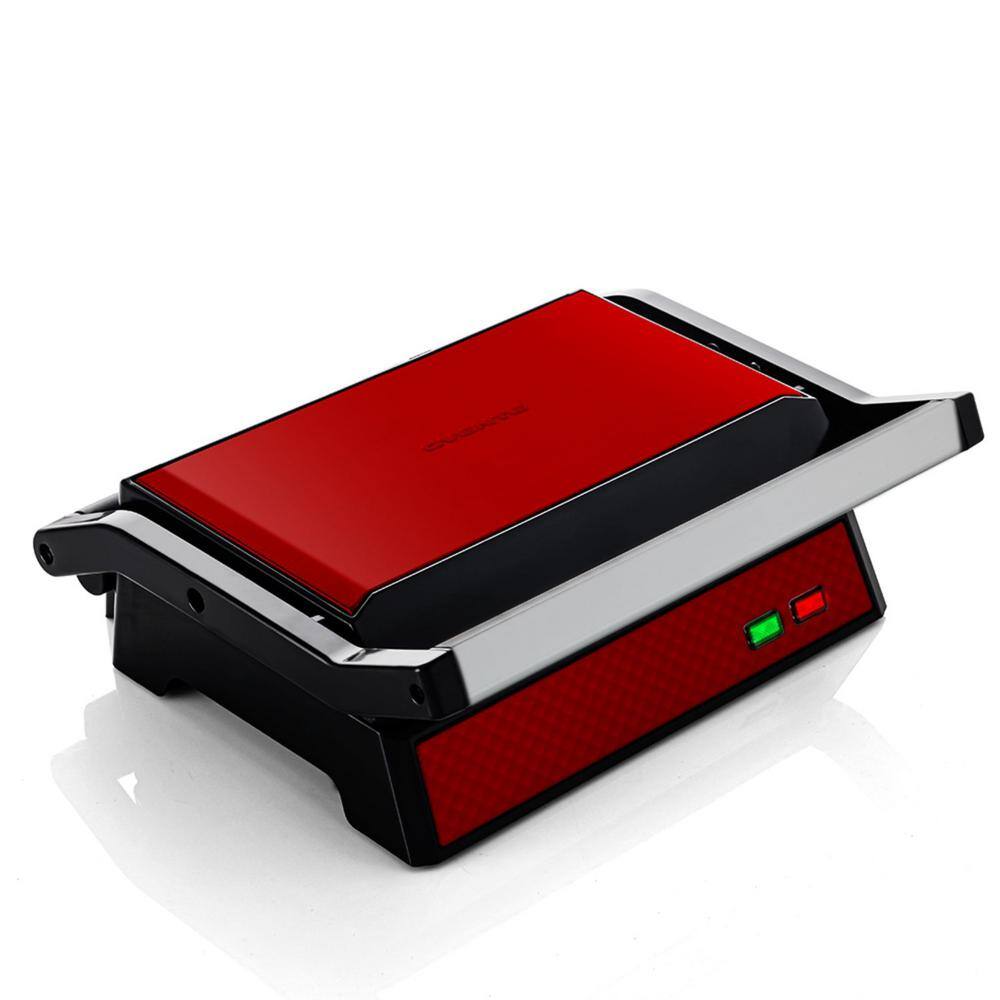 OVENTE GP0540R Electric Panini Press Grill and Sandwich Maker with Nonstick Coated Plates GP0540R