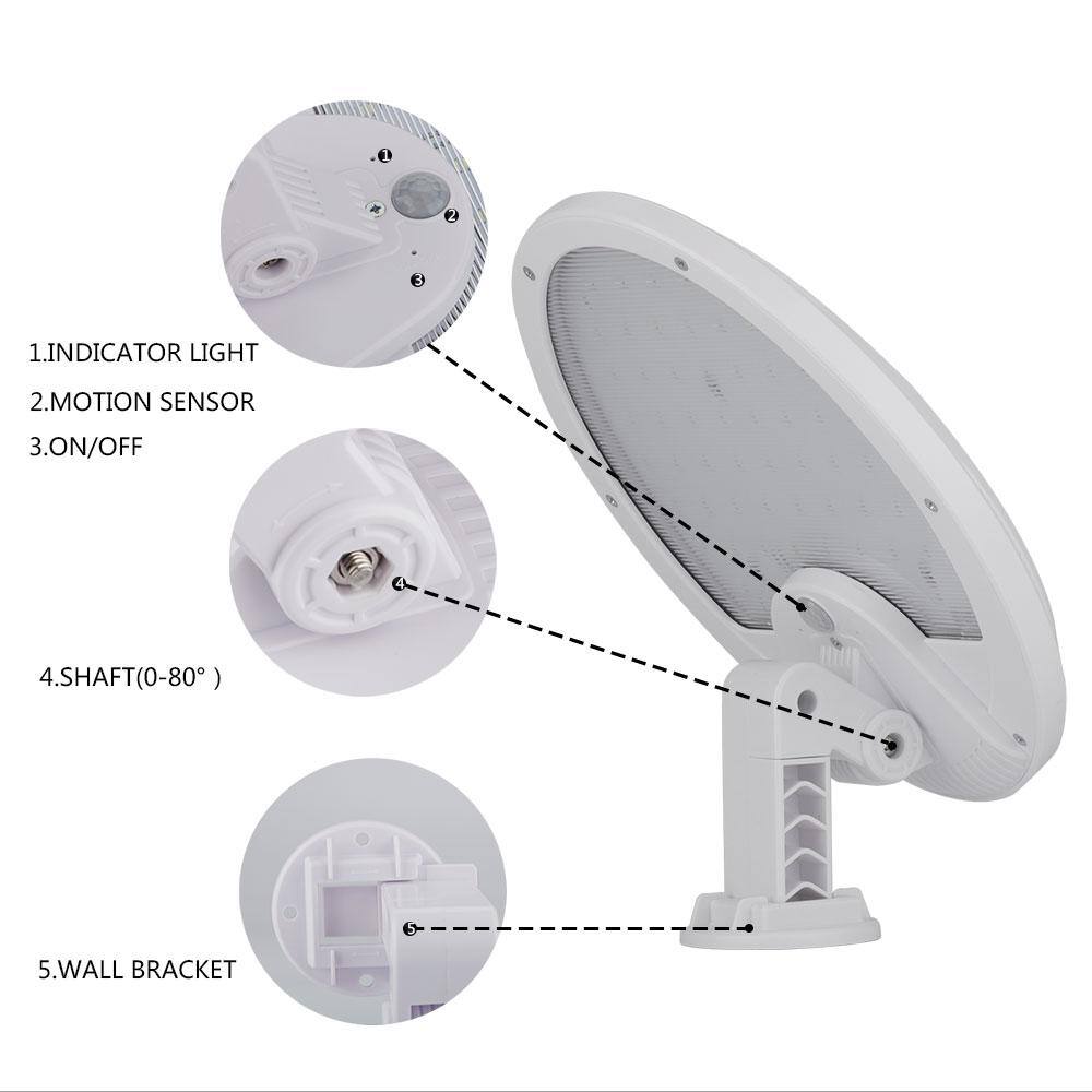 eLEDing 160 White Motion Activated Self-Contained Outdoor 56 Integrated LED Solar SecurityFloodSpot Light with Dusk-to-Dawn EE805W56-WW