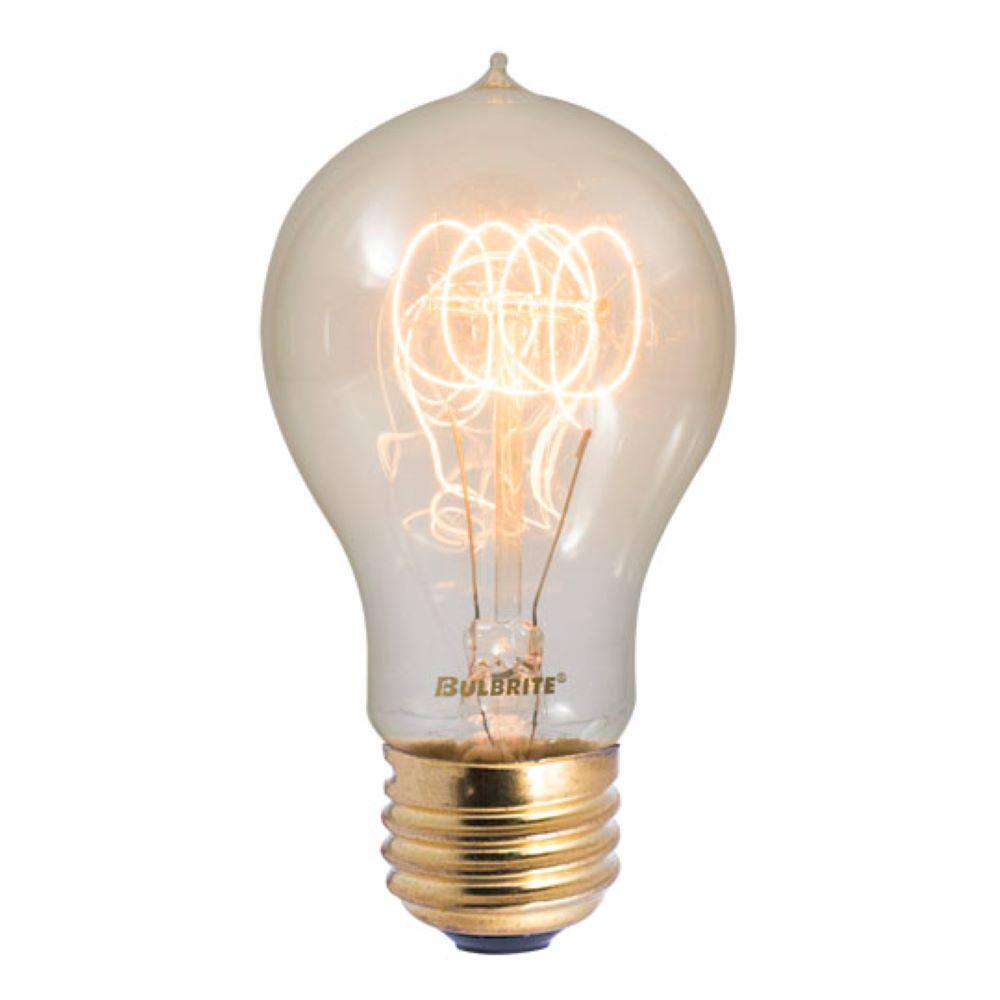 Bulbrite 25-Watt A19 Incandescent Light Bulb Medium Base (E26) Antique Nostalgic Loop 2200K (4-pack) 861373