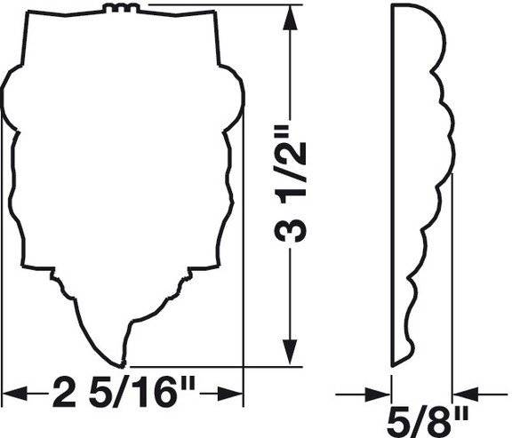 Hafele Onlay  3 1/2 x 2 5/16 x 5/8 (H x W x D)