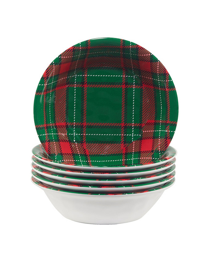 Certified International Christmas Plaid 14 Set of 6 All Purpose Bowl