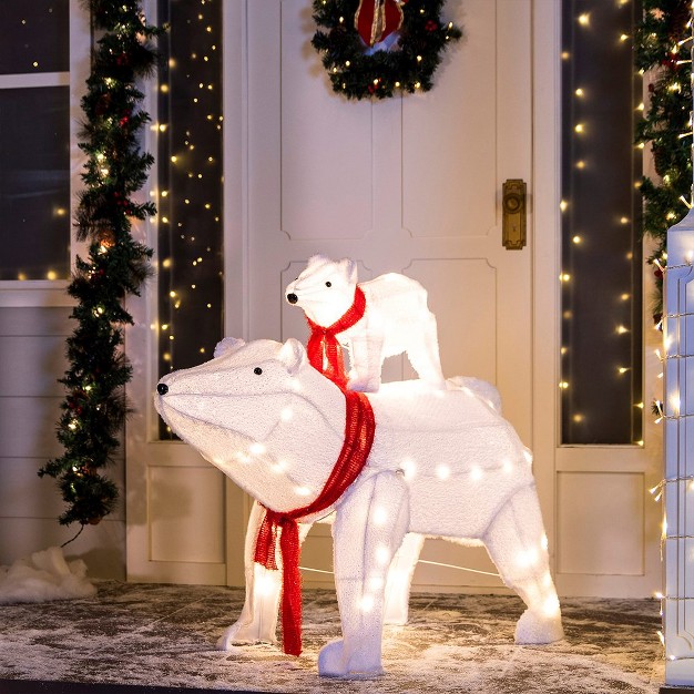 Joiedomi 3d Plush Polar Bears Led Yard Lights 2 Pcs Christmas Eve Outdoor Yard Garden Decorations Christmas Event Decoration