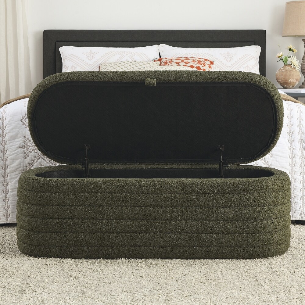 Storage Ottoman Bench Upholstered Fabric Storage Bench