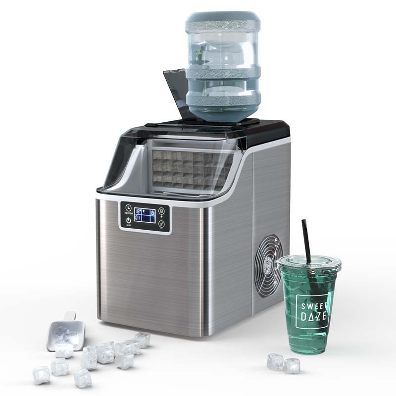 40LBS/24H Portable Ice Maker Countertop Ice Machine with Top Inlet Hole & Self-Clean Function