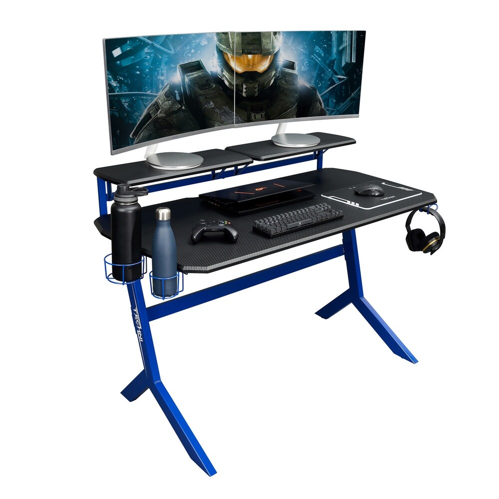 Dual Monitor Accommodating Desk with Elevated and Removable Stable Dual Shelves