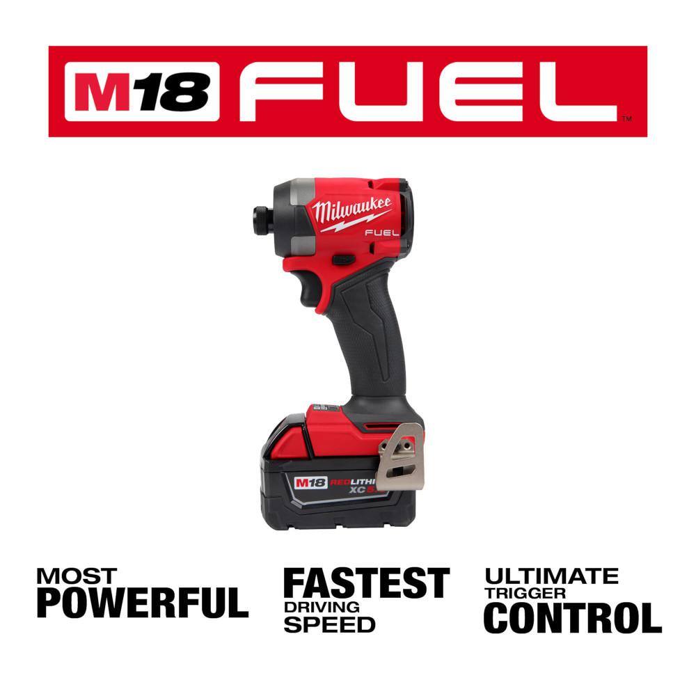 MW M18 FUEL 18V Lithium-Ion Brushless Cordless 14 in. Hex Impact Driver Kit with Two 5.0Ah Batteries Charger Hard Case 2953-22